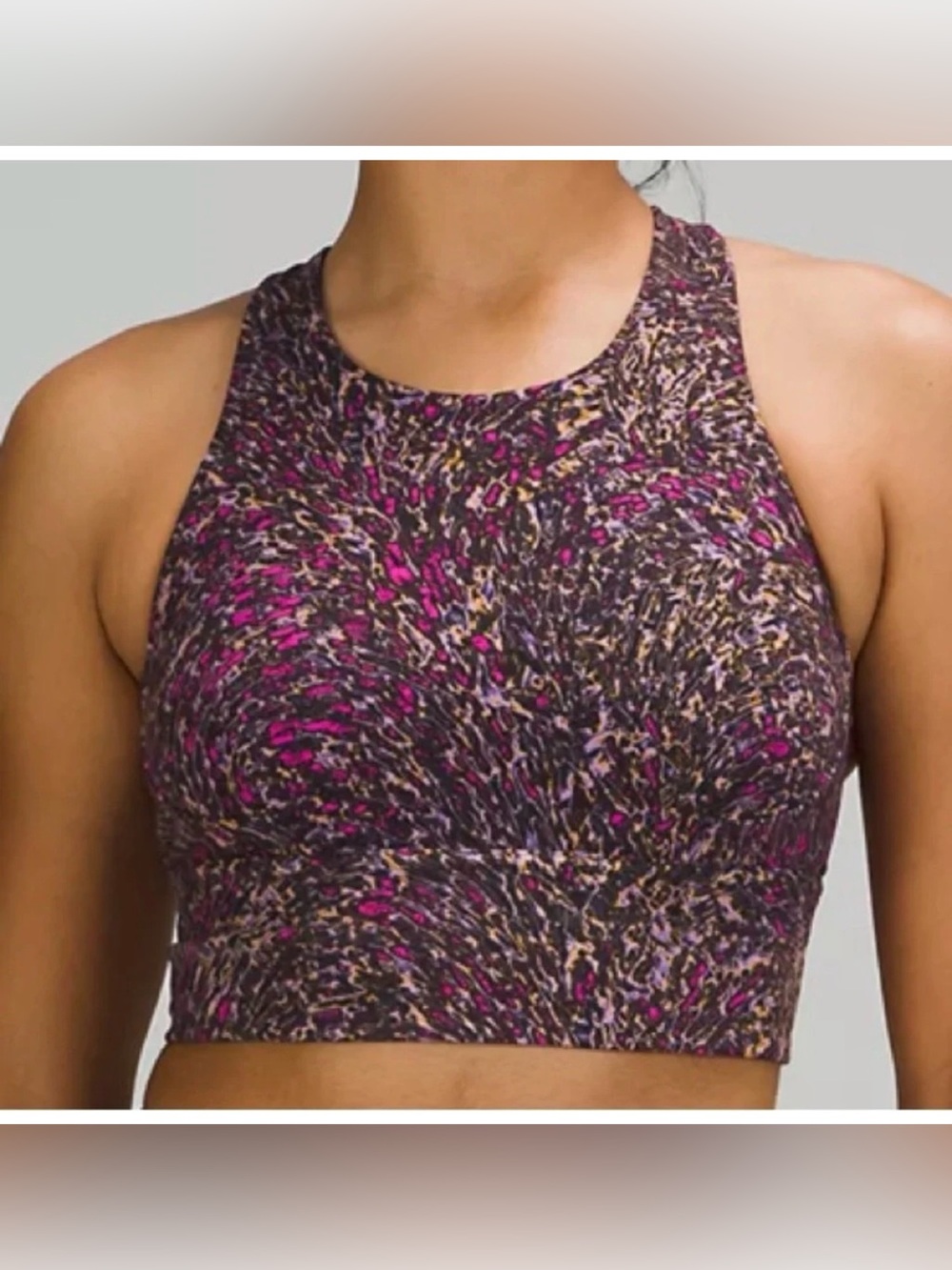 lululemon athletica Wunder Train High -Neck Printed Crop- Pink, Brown, Black